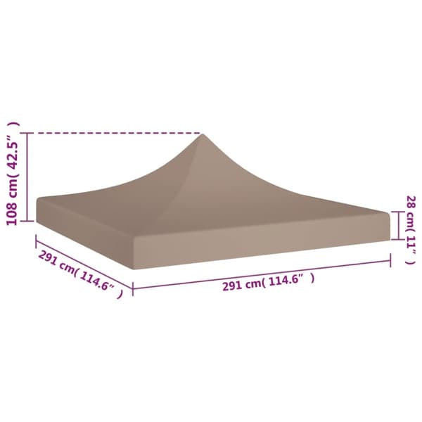 vidaXL Juhlateltan katto 3x3 m harmaanruskea 270 g/m²