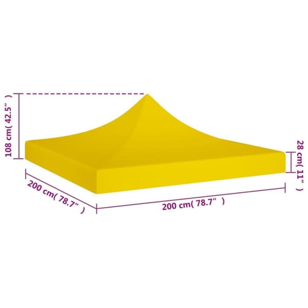 vidaXL Tak till partytält 2x2 m gul 270 g/m²