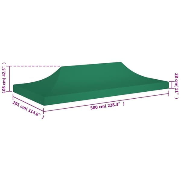 vidaXL Juhlateltan katto 6x3 m vihreä 270 g/m²