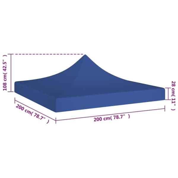 vidaXL tag til festtelt 2x2 m 270 g/m² blå