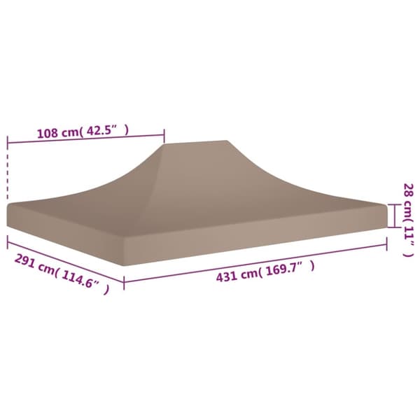 vidaXL tag til festtelt 4,5x3 m 270 g/m² gråbrun