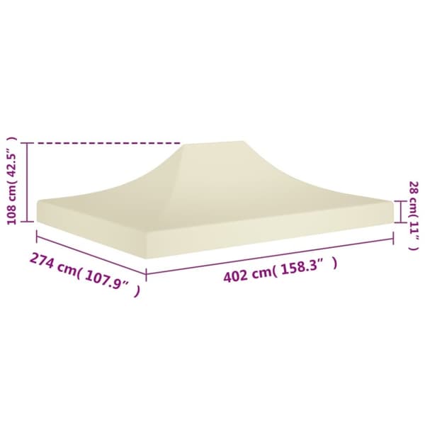 vidaXL tag til festtelt 4x3 m 270 g/m² cremefarvet