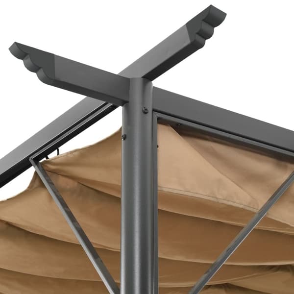 vidaXL Pergola med uttrekkbart tak gråbrun 3x3 m stål 180 g/m²