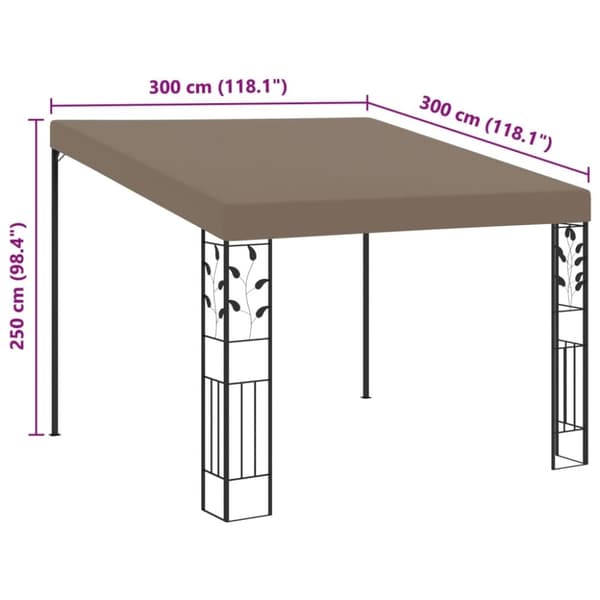 vidaXL Väggmonterad paviljong 3x3x2,5 m taupe