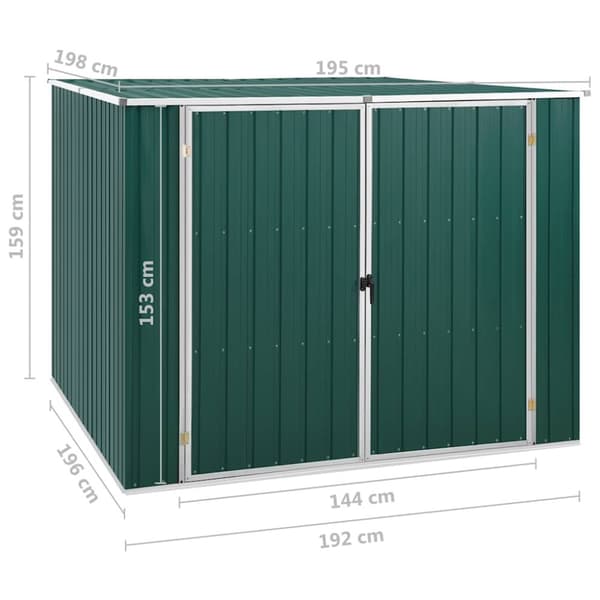 vidaXL Trädgårdsskjul grön 195x198x159 cm galvaniserat stål