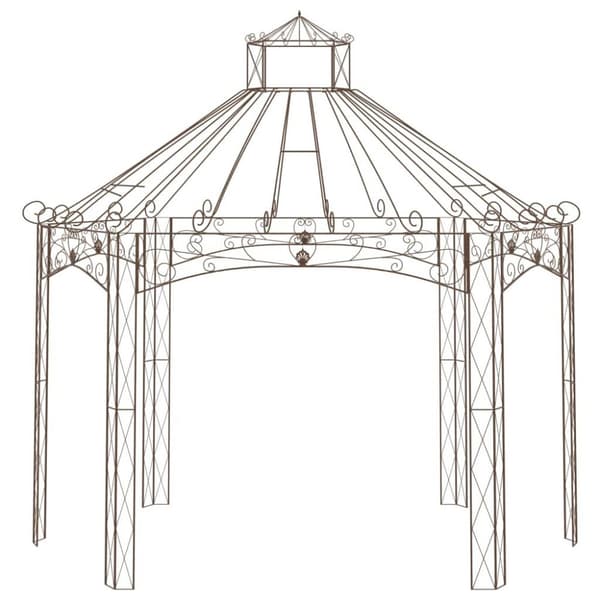 vidaXL Hagepaviljong antikk brun 400x258x378 cm jern