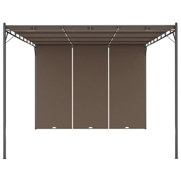 vidaXL havepavillon med sidegardin 4x3x2,25 m gråbrun