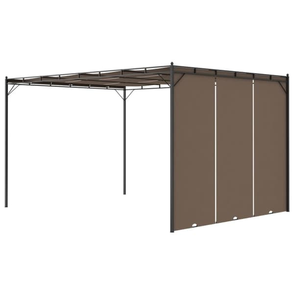 vidaXL havepavillon med sidegardin 4x3x2,25 m gråbrun