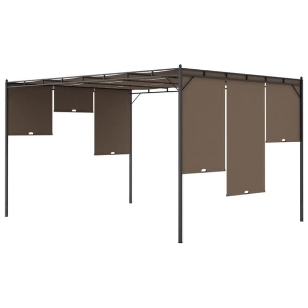 vidaXL havepavillon med sidegardin 4x3x2,25 m gråbrun