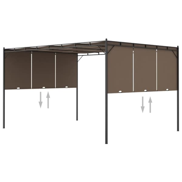 vidaXL havepavillon med sidegardin 4x3x2,25 m gråbrun