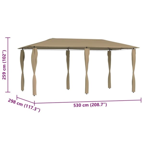 vidaXL pavillon med stolpeovertræk 2,98x5,3x2,59 m 160 g/m² gråbrun
