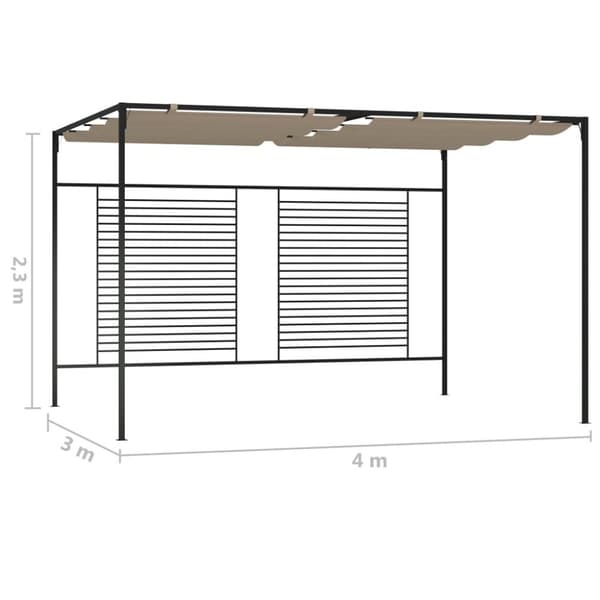 vidaXL Paviljong med uttrekkbart tak 3x4x2,3 m gråbrun 180 g/m²