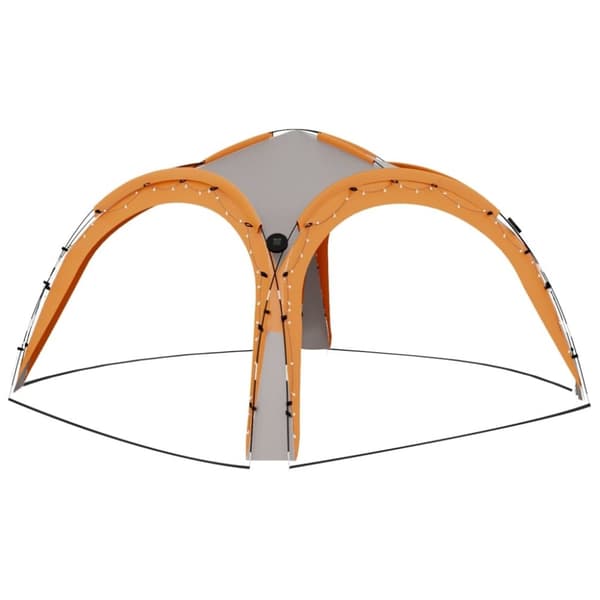 vidaXL festtelt med LED og 4 sidevægge 3,6x3,6x2,3 m grå og orange