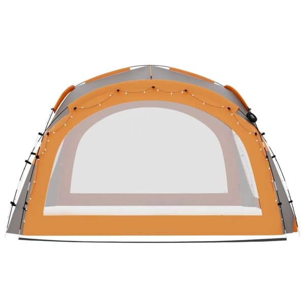 vidaXL festtelt med LED og 4 sidevægge 3,6x3,6x2,3 m grå og orange