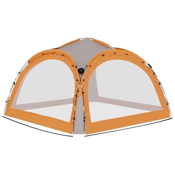 vidaXL festtelt med LED og 4 sidevægge 3,6x3,6x2,3 m grå og orange