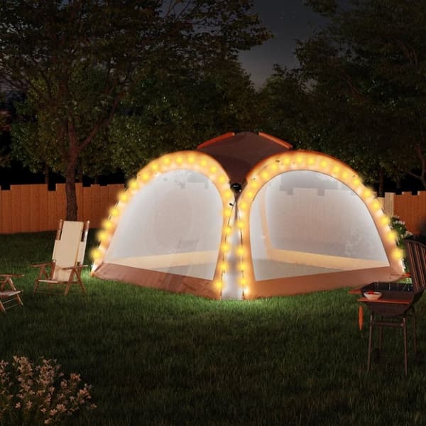 vidaXL festtelt med LED og 4 sidevægge 3,6x3,6x2,3 m grå og orange