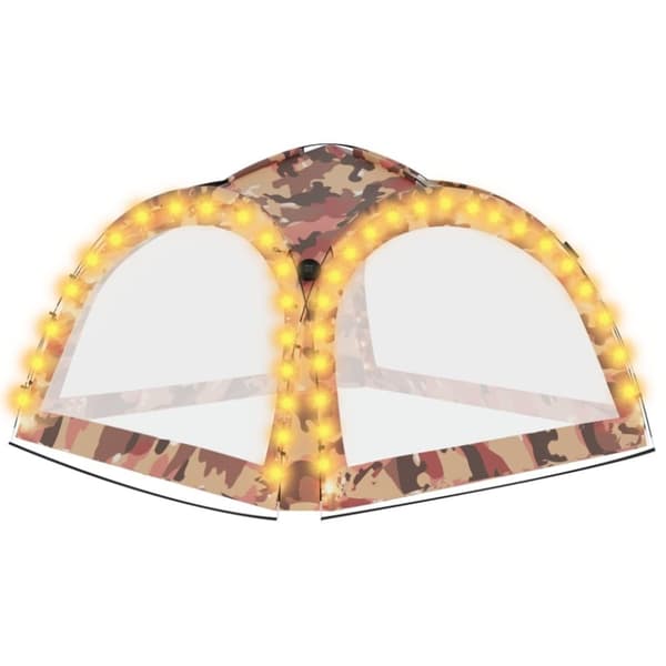 vidaXL Juhlateltta LED ja 4 sivuseinää 3,6x3,6x2,3 m maastokuvio