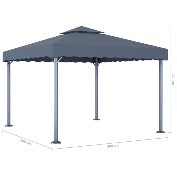 vidaXL pavillon med LED-lyskæder 300x300 cm aluminium antracitgrå