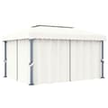 Miniatyrbillede 3 af 11: vidaXL pavillon med gardin og LED-lyskæder 4x3 m cremefarvet