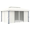 Miniatyrbillede 4 af 11: vidaXL pavillon med gardin og LED-lyskæder 4x3 m cremefarvet