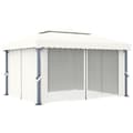 Miniatyrbillede 5 af 11: vidaXL pavillon med gardin og LED-lyskæder 4x3 m cremefarvet