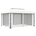 Miniatyrbillede 6 af 11: vidaXL pavillon med gardin og LED-lyskæder 4x3 m cremefarvet