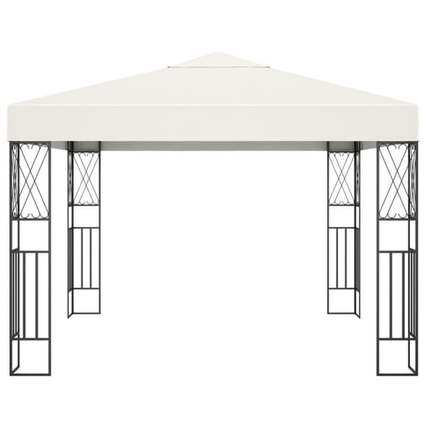vidaXL pavillon med LED-lyskæder 3x3 m stof cremefarvet