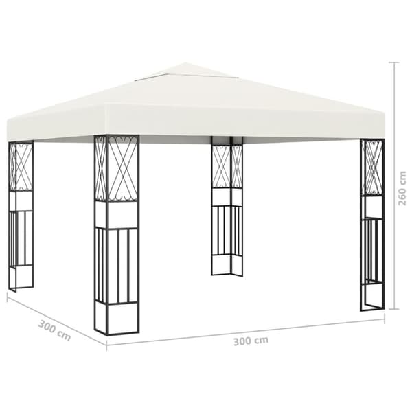 vidaXL pavillon med LED-lyskæder 3x3 m stof cremefarvet