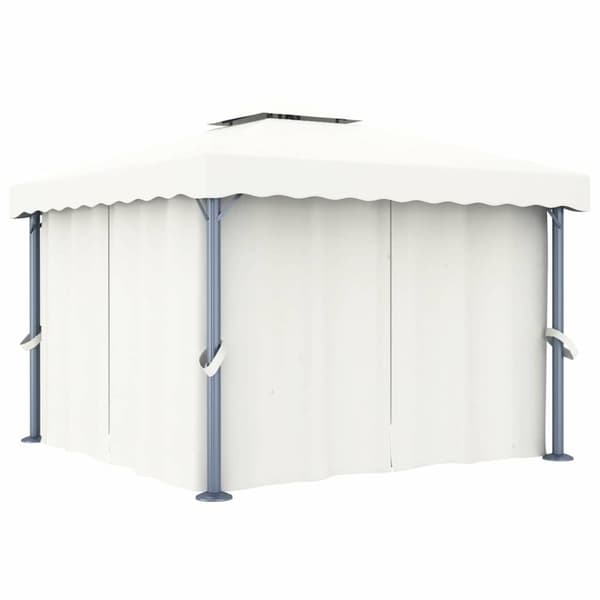 vidaXL Paviljong med draperi och ljusslinga LED 3x3 m gräddvit