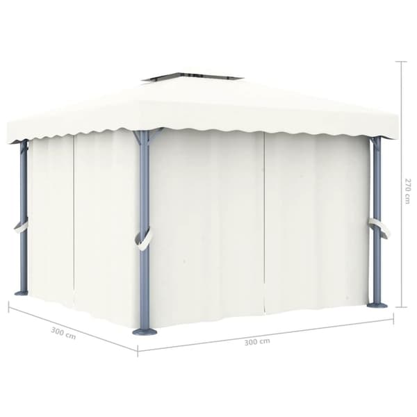 vidaXL Paviljong med draperi och ljusslinga LED 3x3 m gräddvit
