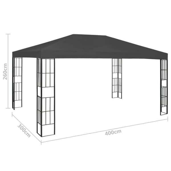 vidaXL Paviljong med LED-lysslynge 3x4 m antrasitt