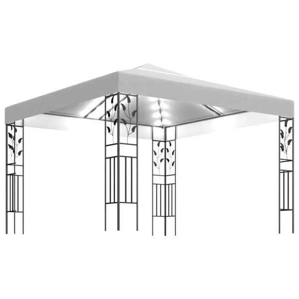 vidaXL Huvimaja LED-valonauhoilla 3x3 m valkoinen
