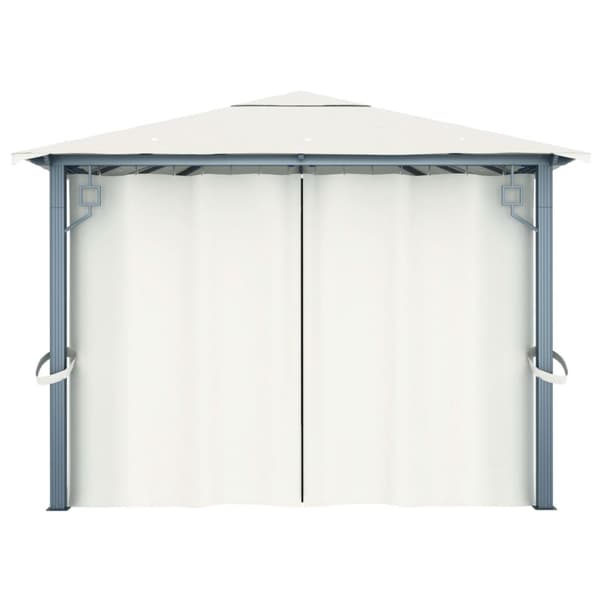 vidaXL pavillon med gardin + LED-lyskæder 400x300 cm aluminium creme