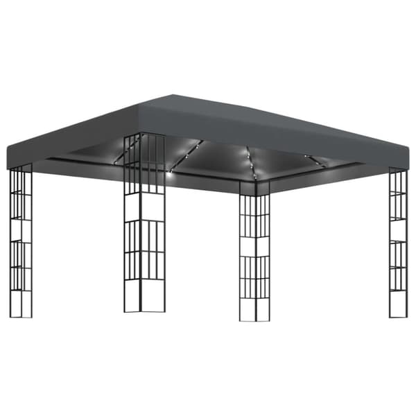 vidaXL pavillon med LED-lyskæder 3x4 m antracitgrå
