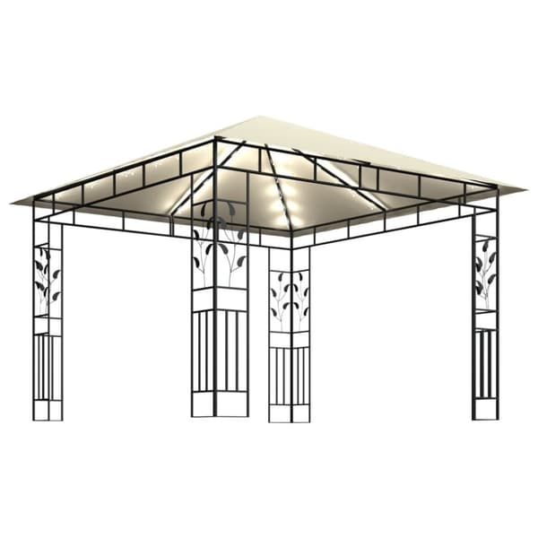 vidaXL Huvimaja hyttysverkko ja LED-valonauhat 3x3x2,73 m kerma