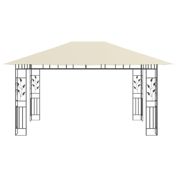 vidaXL Paviljong med myggnett og LED-lysslynge 4x3x2,73 m kremhvit