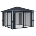 Miniatyrbillede 6 af 11: vidaXL Paviljong med gardin & ljusslinga LED 3x3 m antracit aluminium