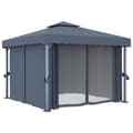 Miniatyrbillede 4 af 10: vidaXL pavillon med gardin og LED-lyskæder 3x3 m antracitgrå