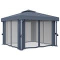 Miniatyrbillede 6 af 10: vidaXL pavillon med gardin og LED-lyskæder 3x3 m antracitgrå