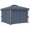 Miniatyrbillede 10 af 10: vidaXL pavillon med gardin og LED-lyskæder 3x3 m antracitgrå