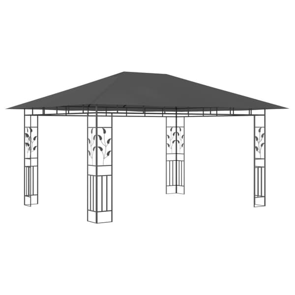 vidaXL Paviljong med myggnett og LED-lysslynge 4x3x2,73 m antrasitt