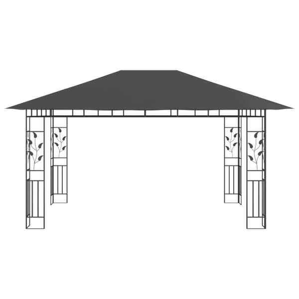 vidaXL Paviljong med myggnett og LED-lysslynge 4x3x2,73 m antrasitt