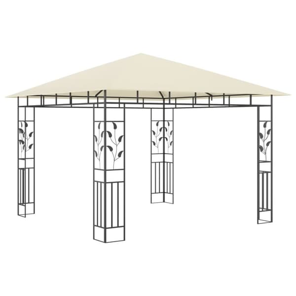 vidaXL Paviljong med myggnett og LED-lysslynge 3x3x2,73 m kremhvit