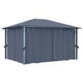 Miniatyrbillede 3 af 11: vidaXL pavillon med gardin + LED-lyskæder 400x300 cm aluminium grå