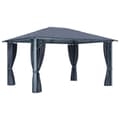 Miniatyrbillede 4 af 11: vidaXL pavillon med gardin + LED-lyskæder 400x300 cm aluminium grå