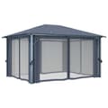 Miniatyrbillede 5 af 11: vidaXL pavillon med gardin + LED-lyskæder 400x300 cm aluminium grå