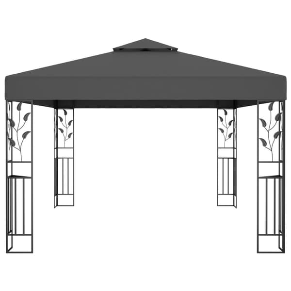 vidaXL pavillon med dobbelt tag og LED-lyskæder 3x4 m antracitgrå