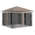 Miniatyrbillede 3 af 10: vidaXL pavillon med myggenet og LED-lyskæder 3x3x2,73 m gråbrun