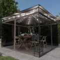 Miniatyrbillede 1 af 10: vidaXL pavillon med myggenet og LED-lyskæder 3x3x2,73 m gråbrun