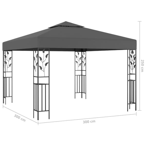 vidaXL pavillon med LED-lyskæder 3x3 m antracitgrå